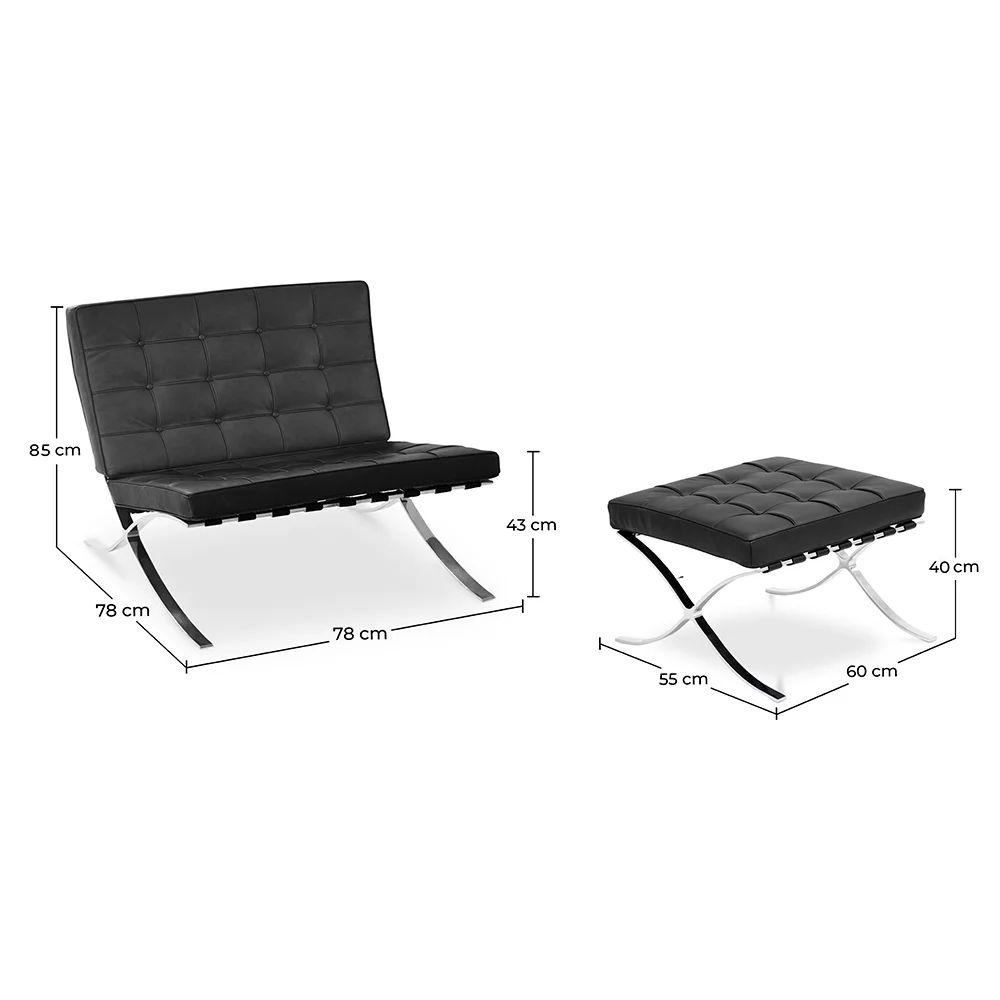 Designerski fotel z podnóżkiem - tapicerowany w skórze - Town image 10
