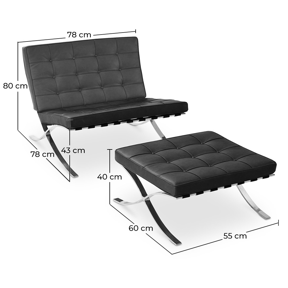 Designerski fotel z podnóżkiem - tapicerowany w skórze - Town image 10