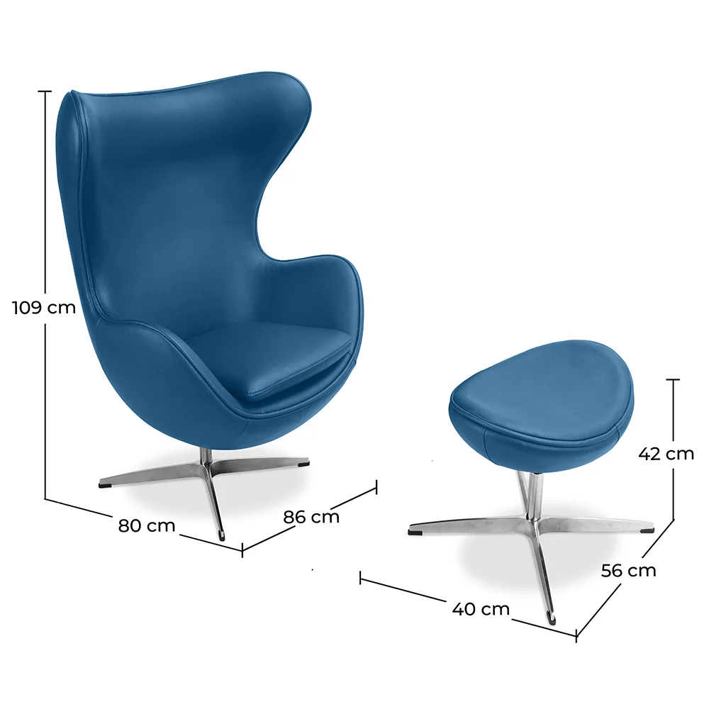 Fotel z podnóżkiem - Egg Design - Tapicerowany w Leatherette - Brave image 10