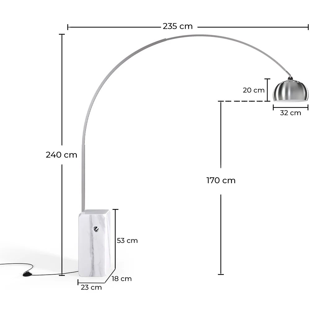 Lampa podłogowa z marmurową podstawą - Lampa do salonu - Bow image 10