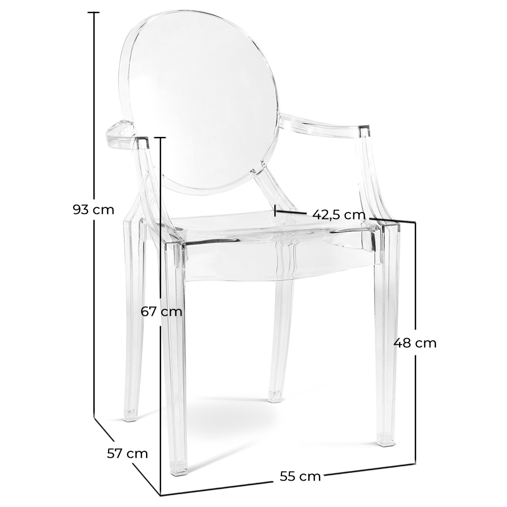 Przezroczyste krzesło do jadalni - Design z podłokietnikami - Ludwik XIV image 10