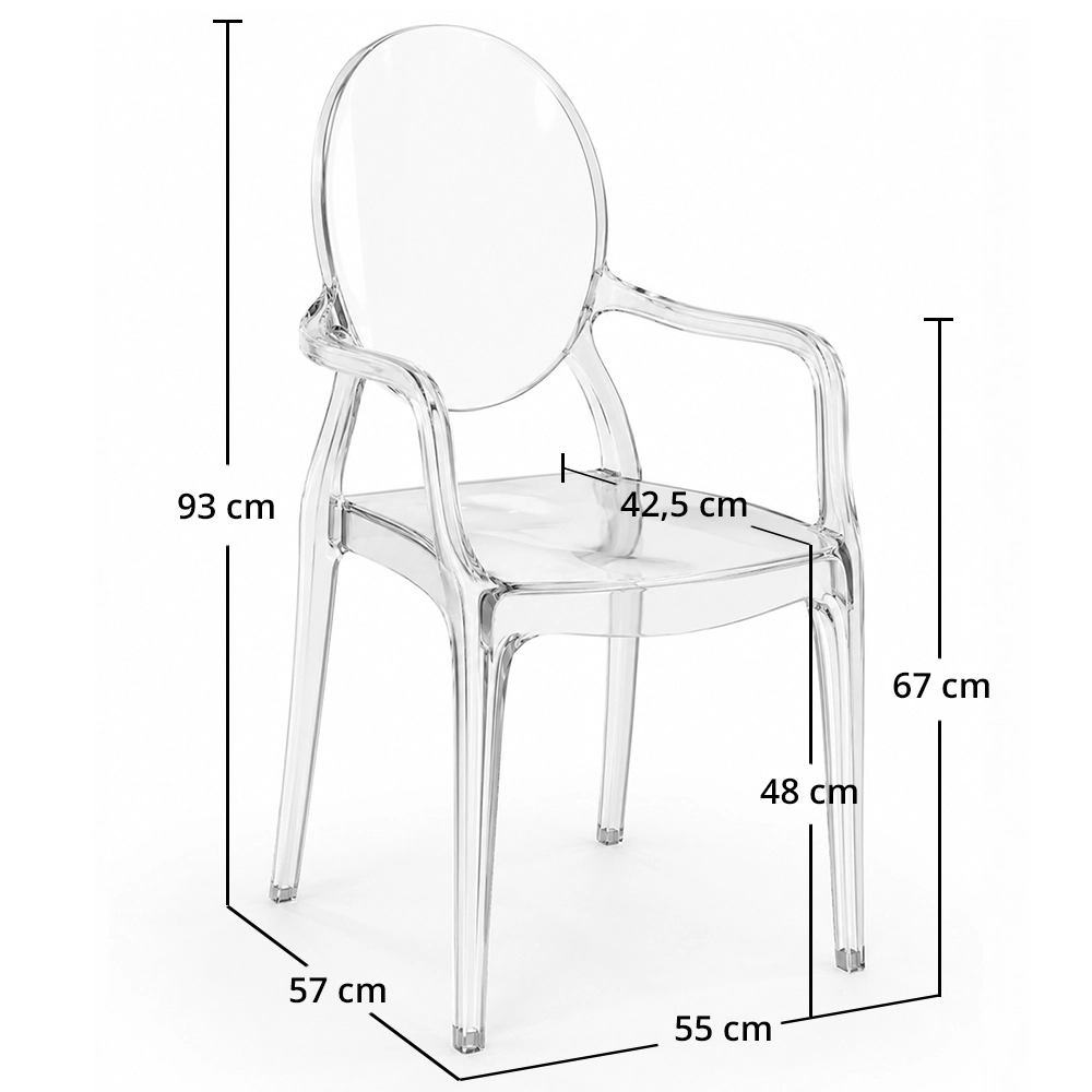 Przezroczyste krzesło do jadalni - Design z podłokietnikami - Ludwik XIV image 10