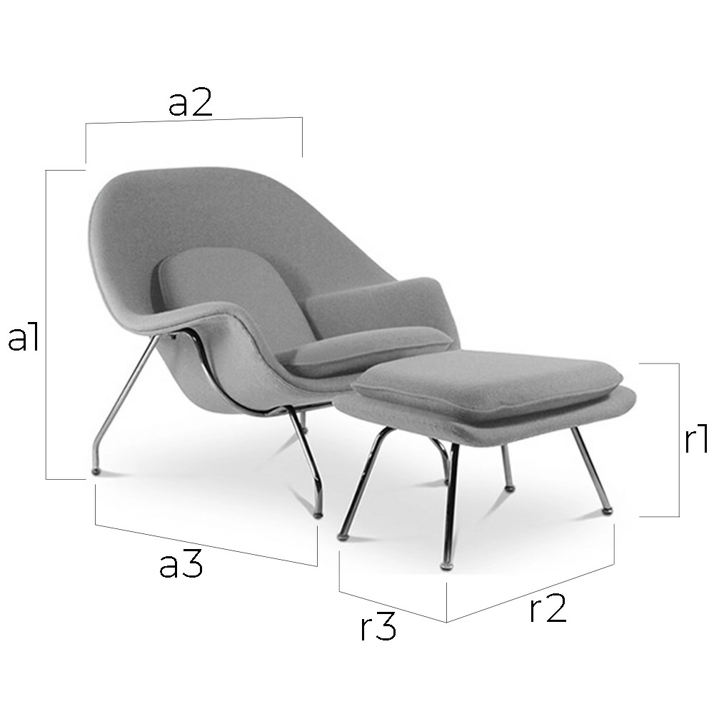 Designerski fotel z podnóżkiem - tapicerowany tkaniną - Womb image 10