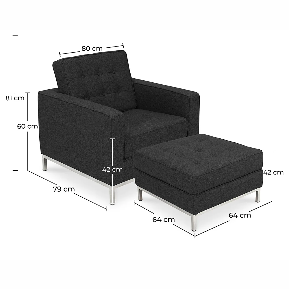 Designerski fotel z podnóżkiem - kaszmirowy - Konel image 10