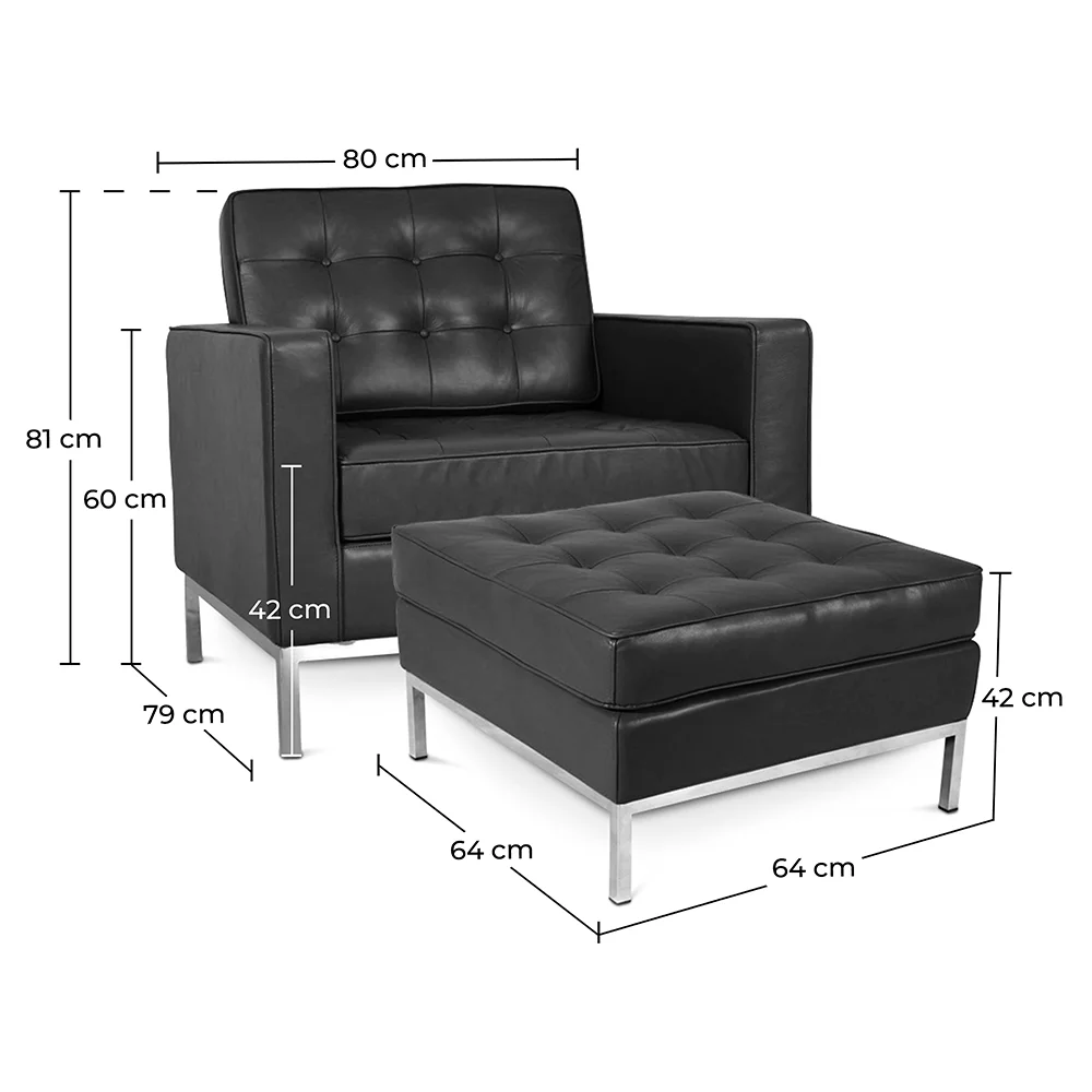 Designerski fotel z podnóżkiem - tapicerowany w skórze - Konel image 10