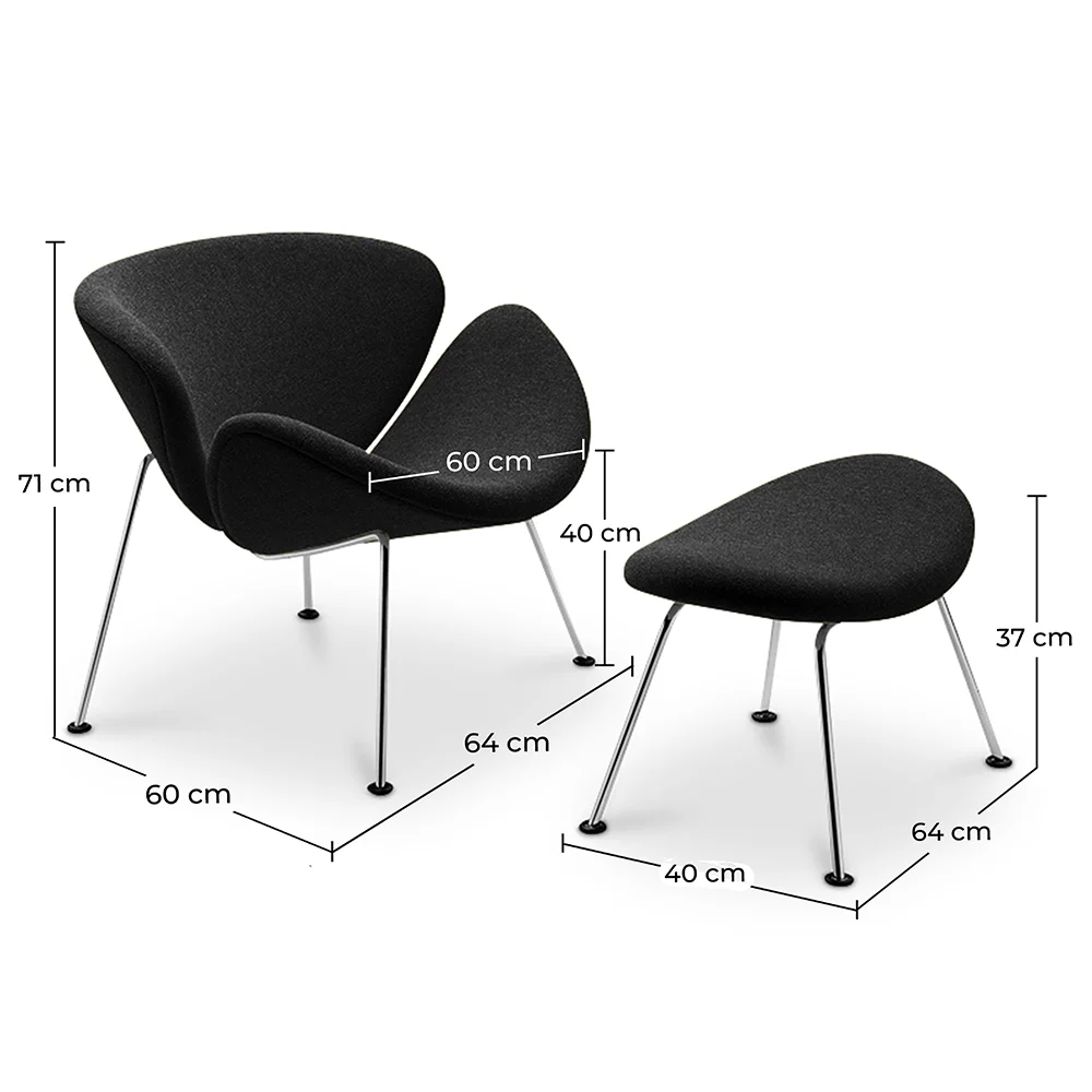 Designerski fotel z podnóżkiem - tapicerowany w skórze - Chunk image 10