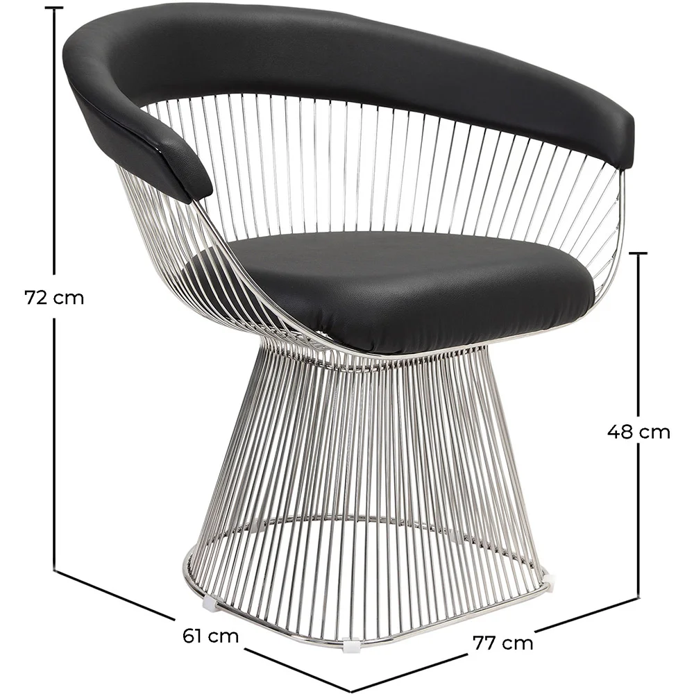 Krzesło do jadalni z podłokietnikami - skóra i metal - Barrel image 10