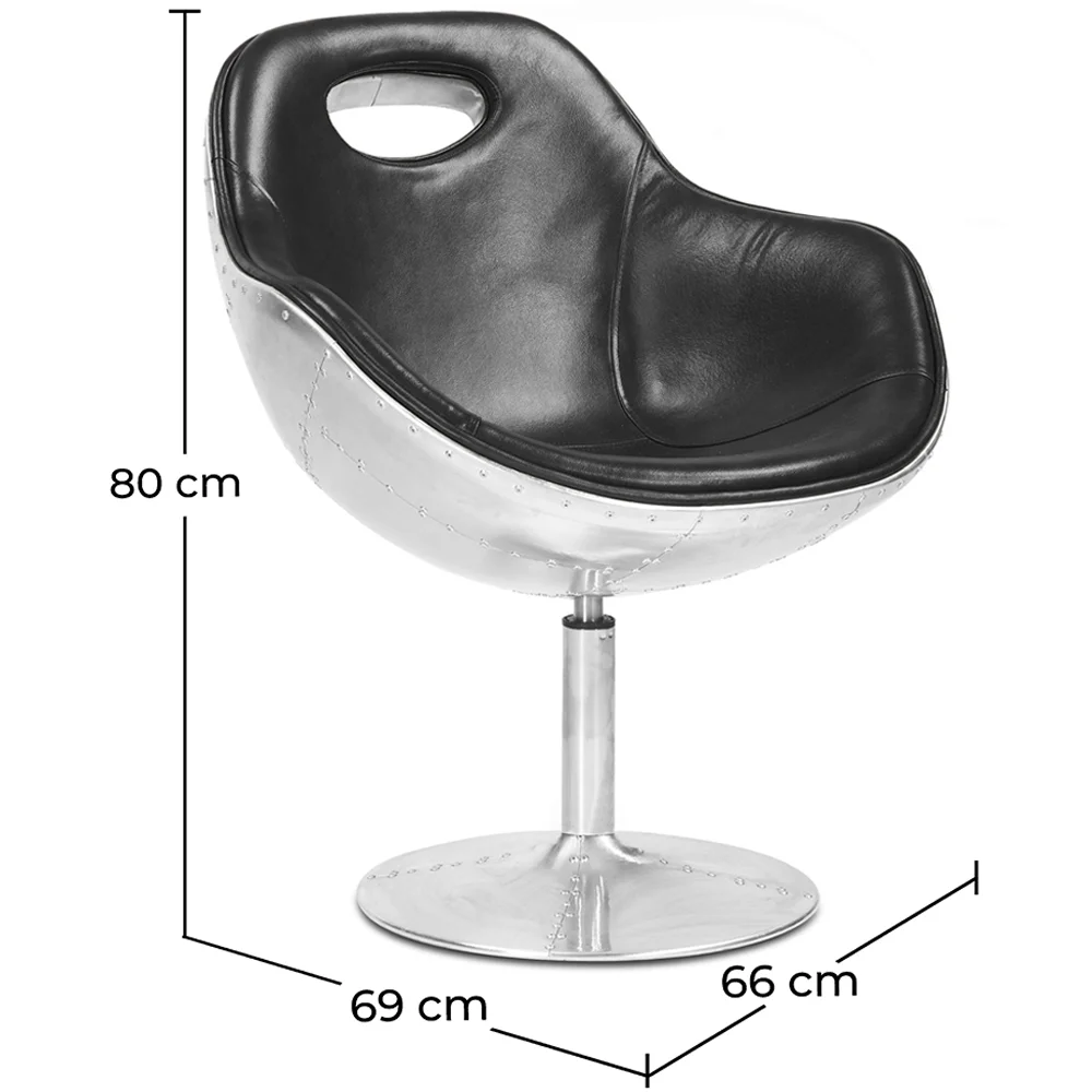 Fotel z podłokietnikami - Styl Aviator - Skóra - Tulipan image 10