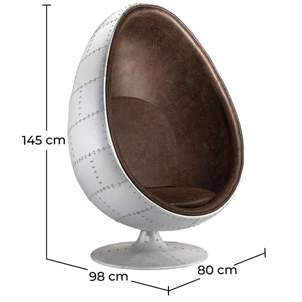 Fotel Egg Design - Aviator Style - Tapicerowany w Leatherette - Eny image 10