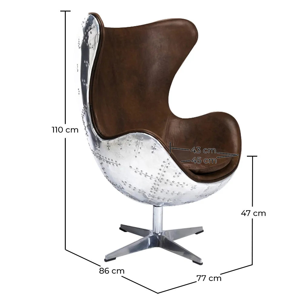 Fotel z podłokietnikami - Aviator Style - skóra i metal - Cocoon image 10
