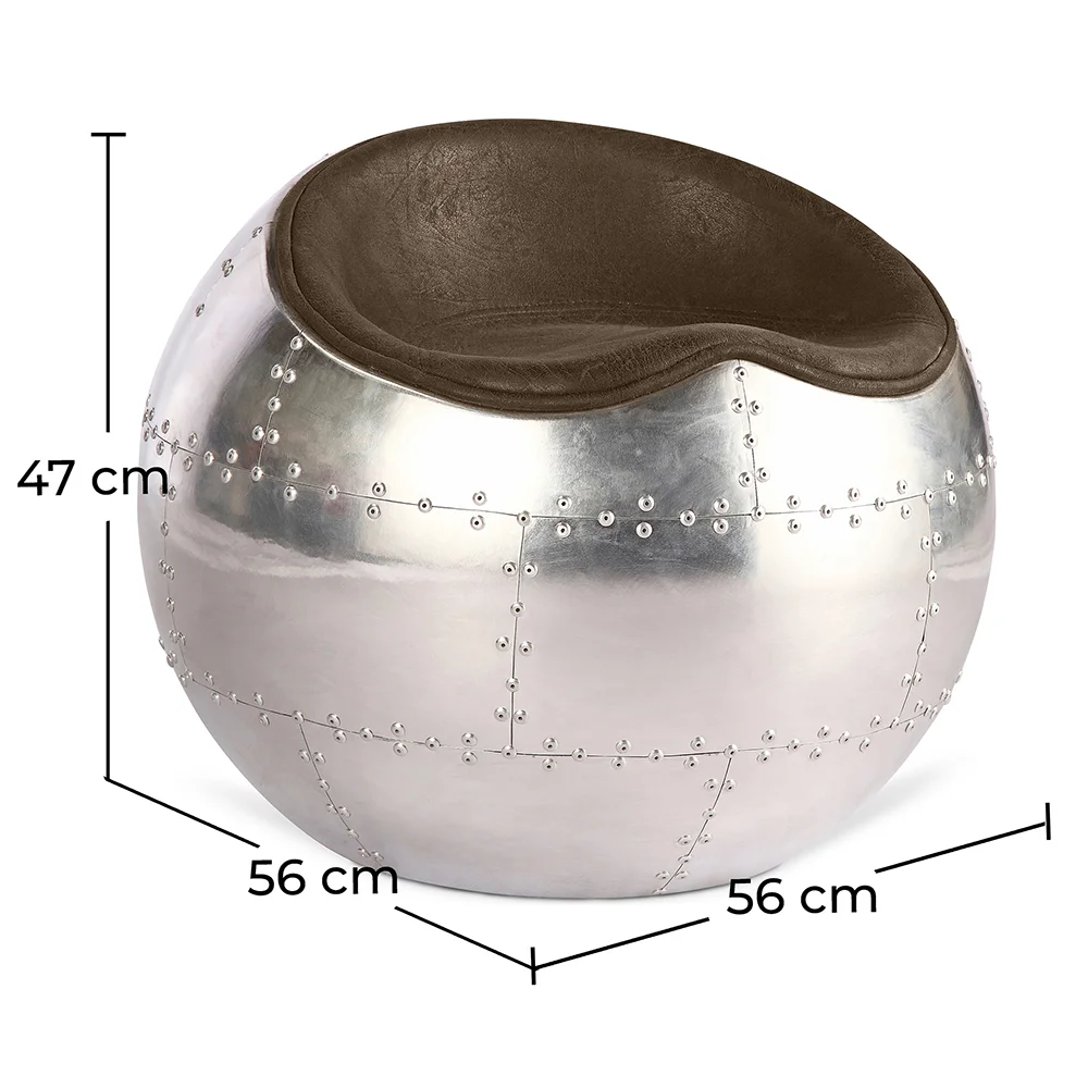 Krzesło do salonu - Skóra i metal - Circle image 10