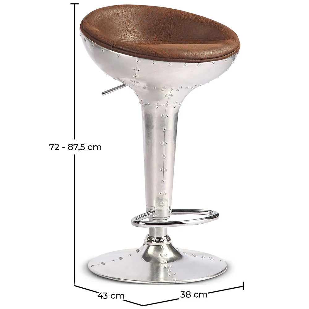 Okrągły metalowy stołek - Aviator Style - 70 cm - Aviator image 10