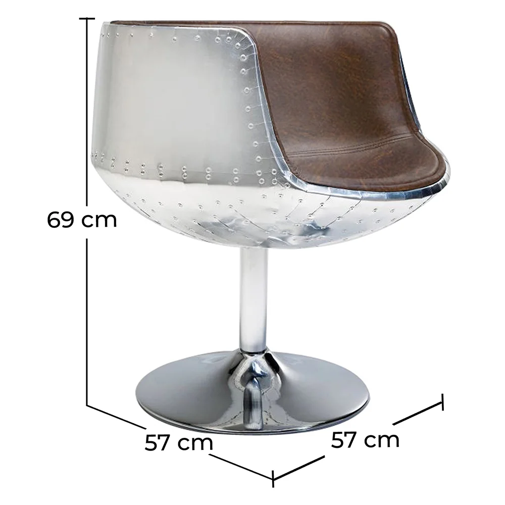 Fotel do salonu - Designerski fotel - Skóra i metal - Cognac image 10