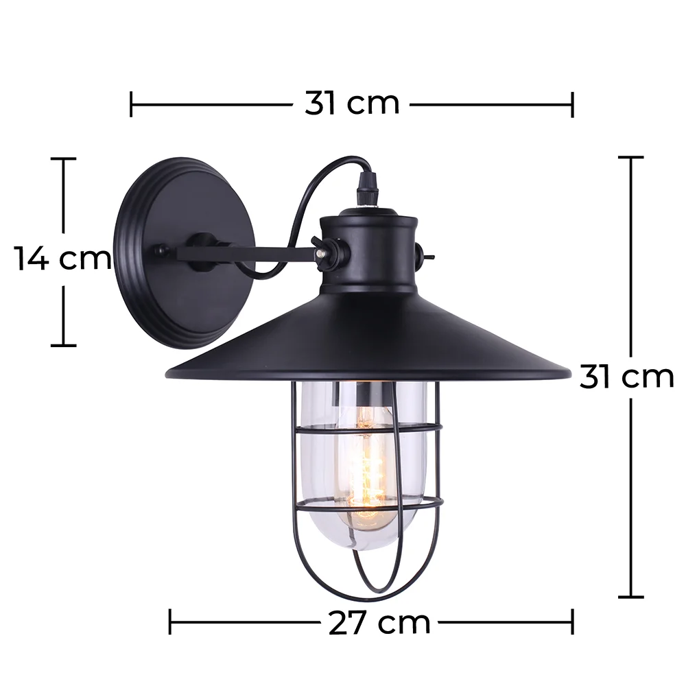 Czarna lampa ścienna - Vintage Design - Garn image 10