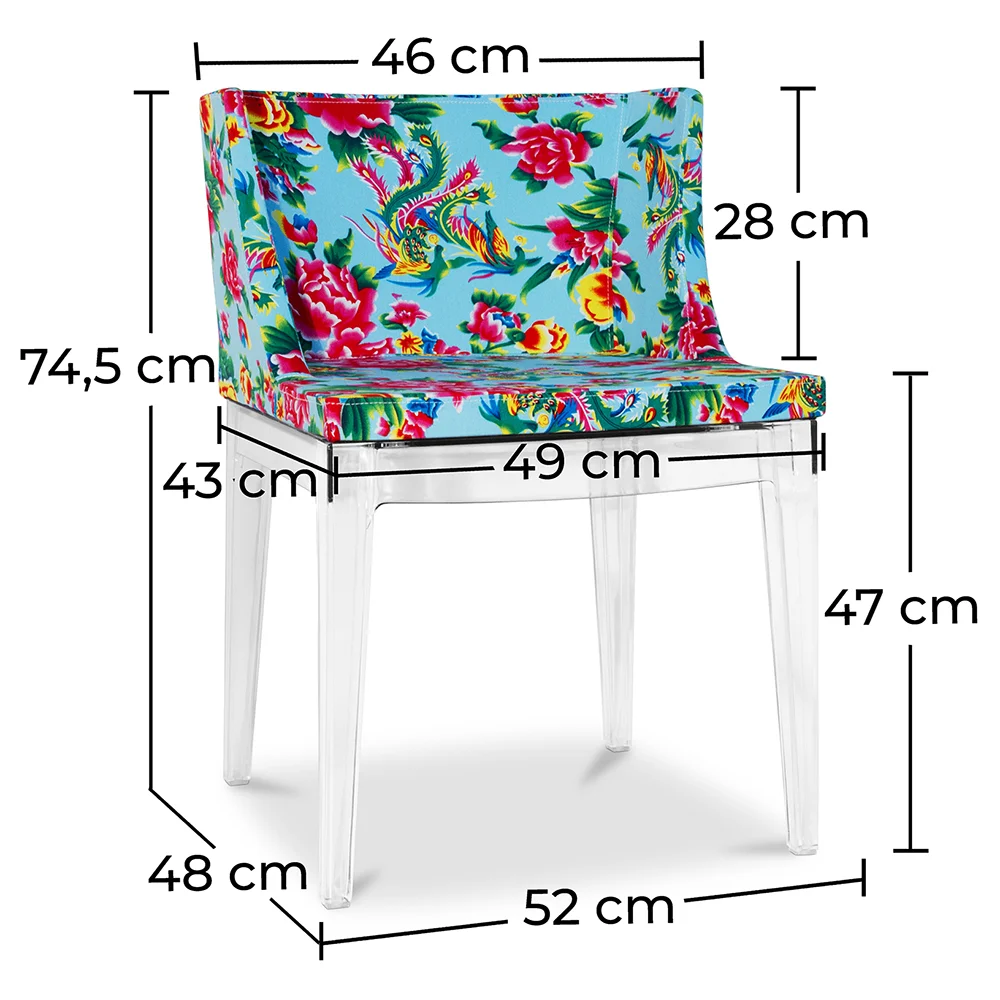 Krzesło do jadalni - Przezroczyste nogi - Wzorzysty design - Mademoiselle image 10