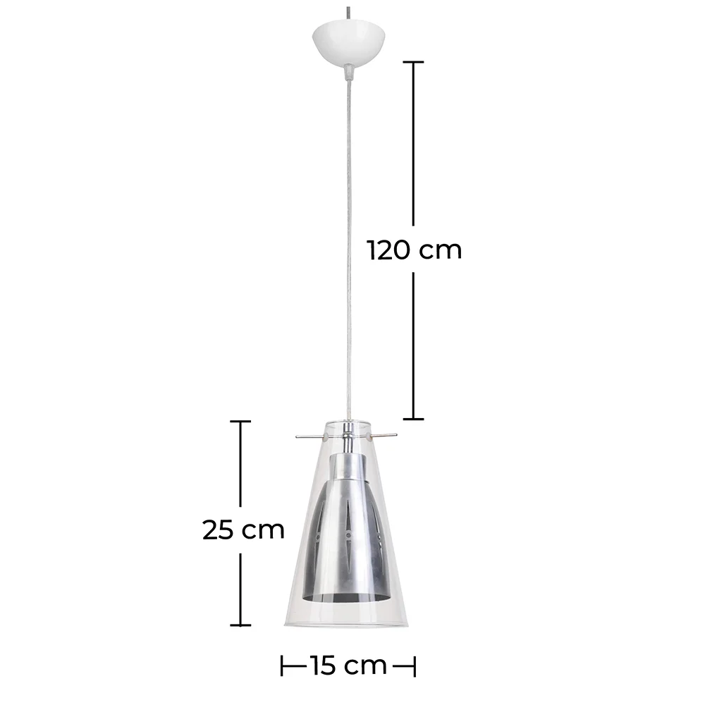 Lampa sufitowa - lampa wisząca - stal i szkło - Apolo image 10