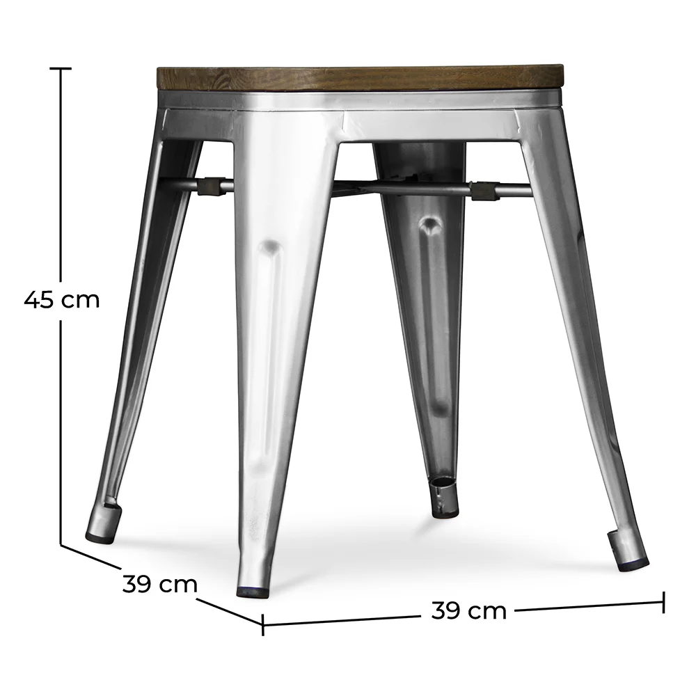 Stołek z oparciem - Wzór przemysłowy - drewno i stal - 45 cm - Stylix image 10