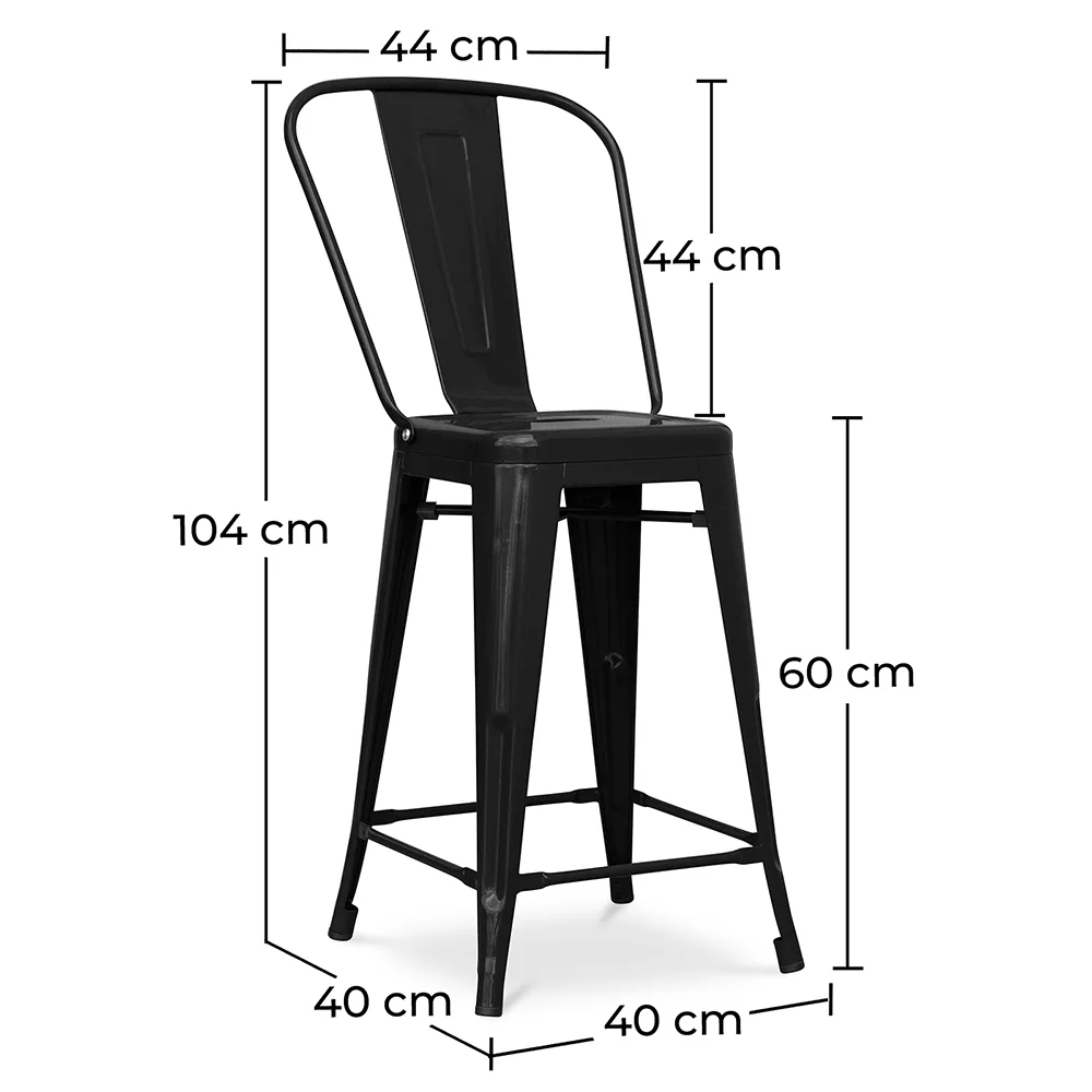Stołek barowy z oparciem - Industrial Design - 60cm - Stylix image 10