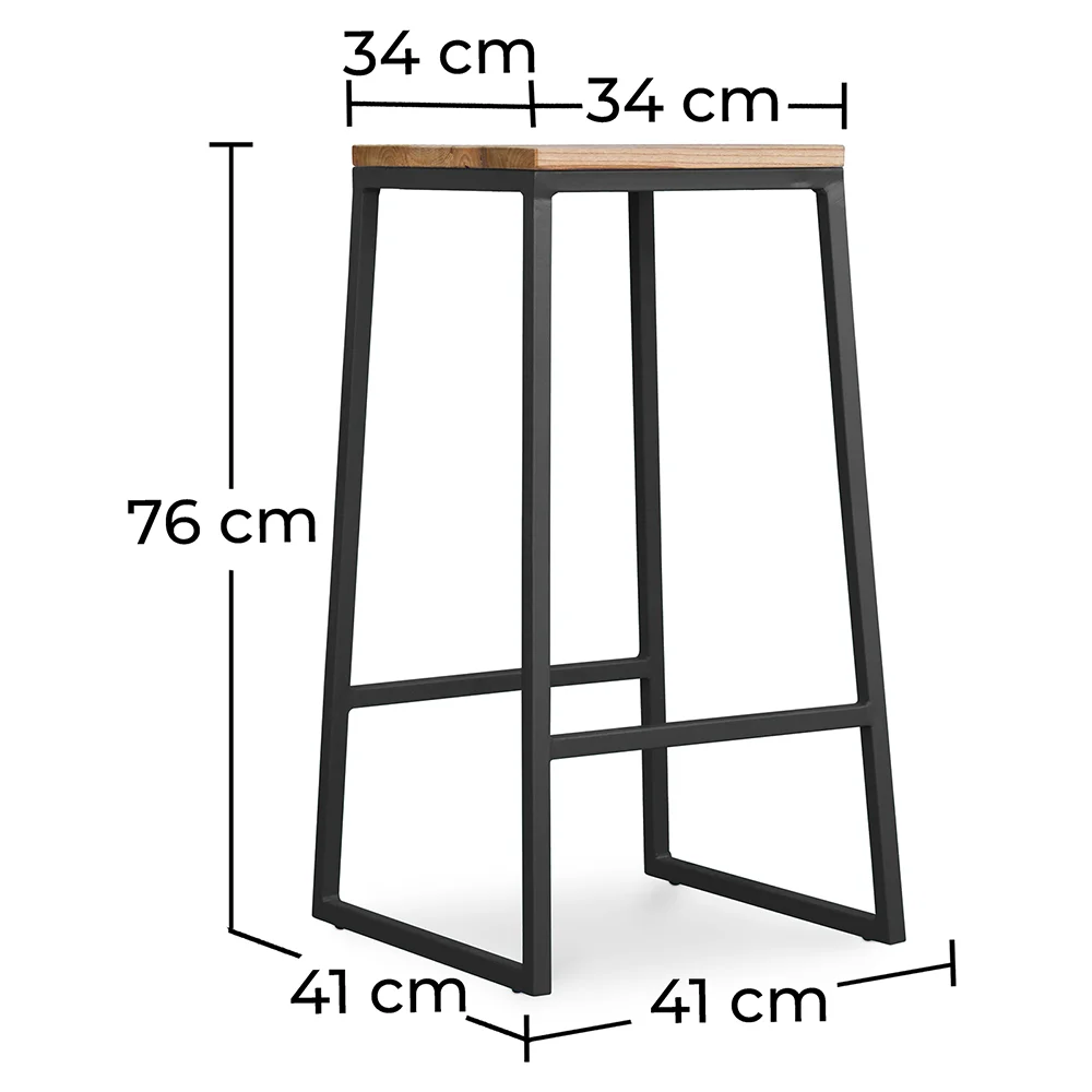 Stołek barowy - Industrial Design - Wood & Metal - 76cm - Big Boy image 10