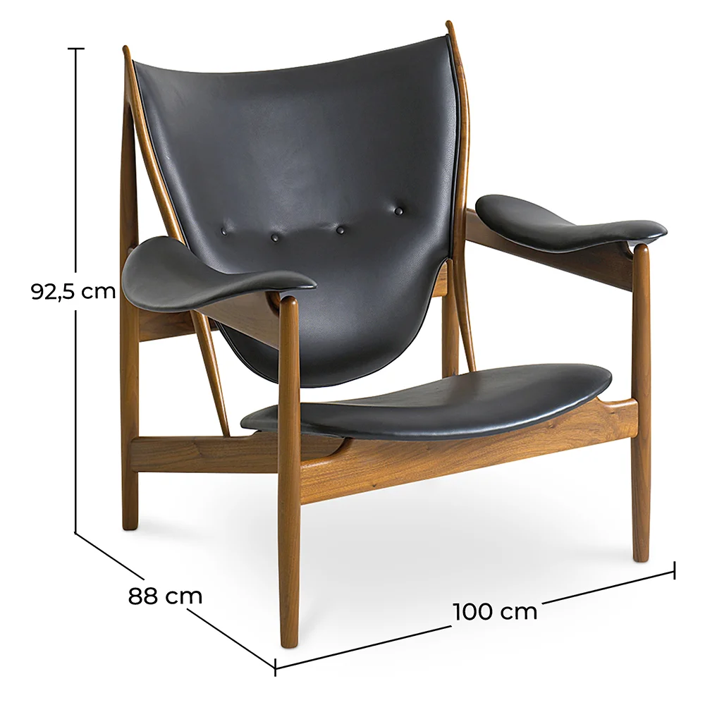 Designerski fotel z podłokietnikami - drewno i skóra - Captain image 10