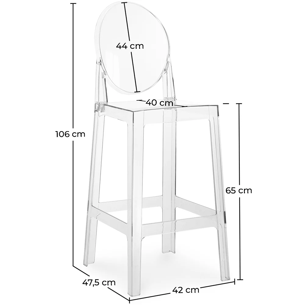 Stołek barowy z oparciem - Transparent Design - 65cm - Victoria Queen image 10