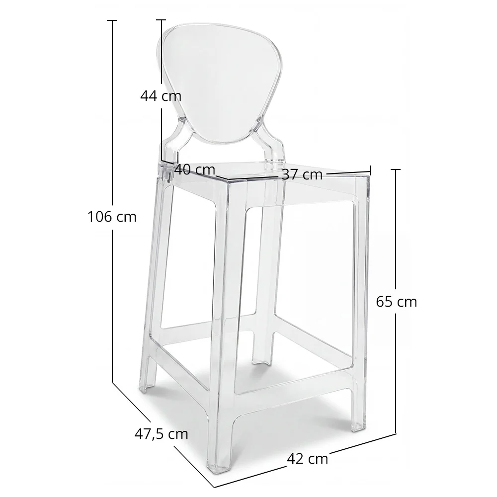 Stołek barowy z oparciem - Transparent Design - 65cm - Victoria Queen image 10