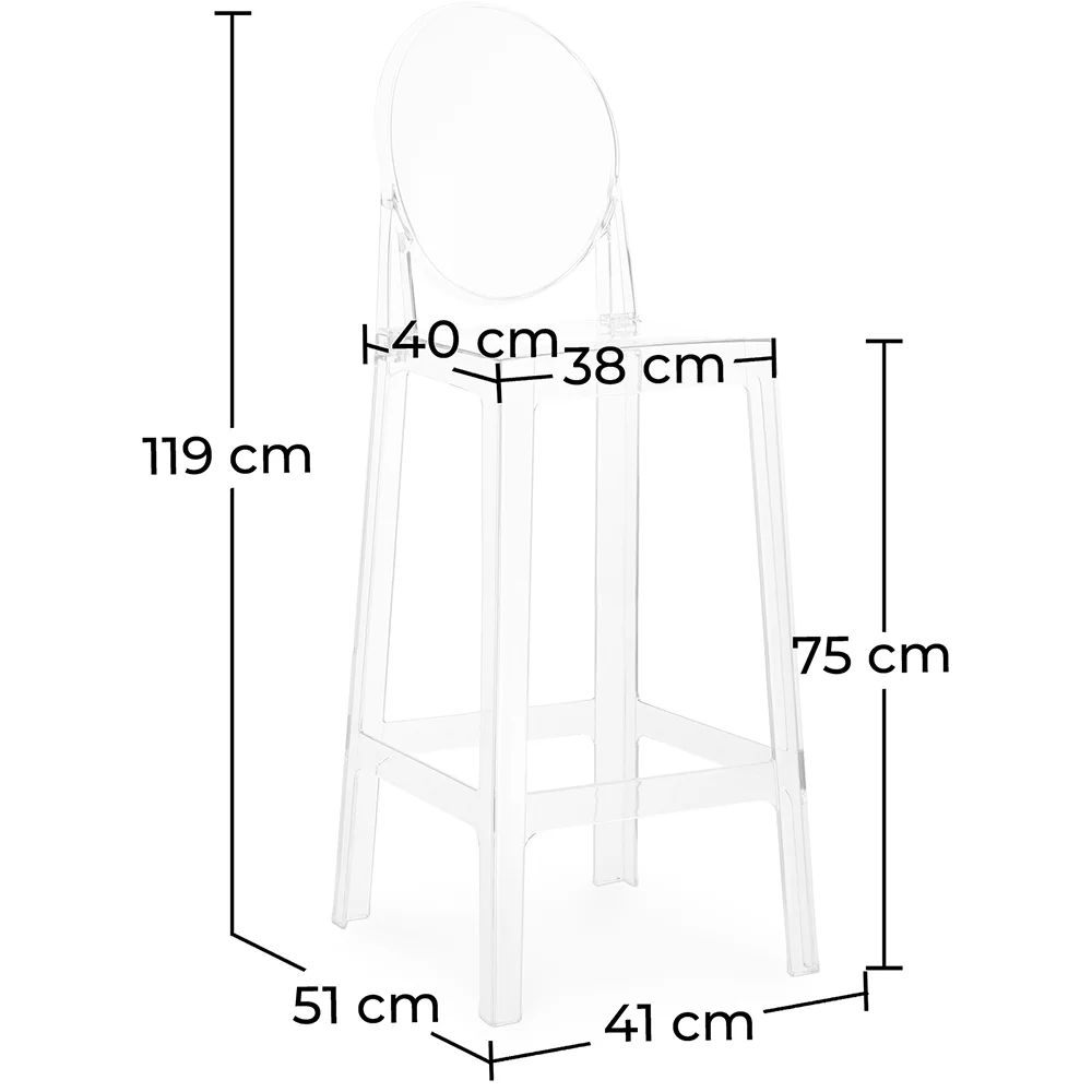 Stołek barowy z oparciem - Transparent Design - 75cm - Victoria Queen image 10