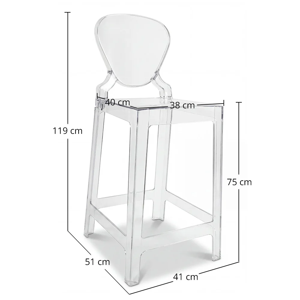 Stołek barowy z oparciem - Transparent Design - 75cm - Victoria Queen image 10
