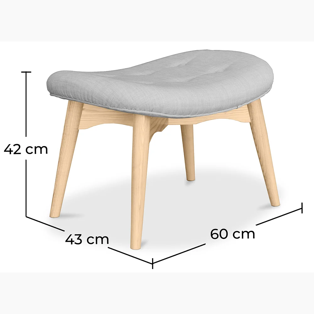 Podnóżek tapicerowany lnem - Skandynawski design - Drewno - Kontor image 10