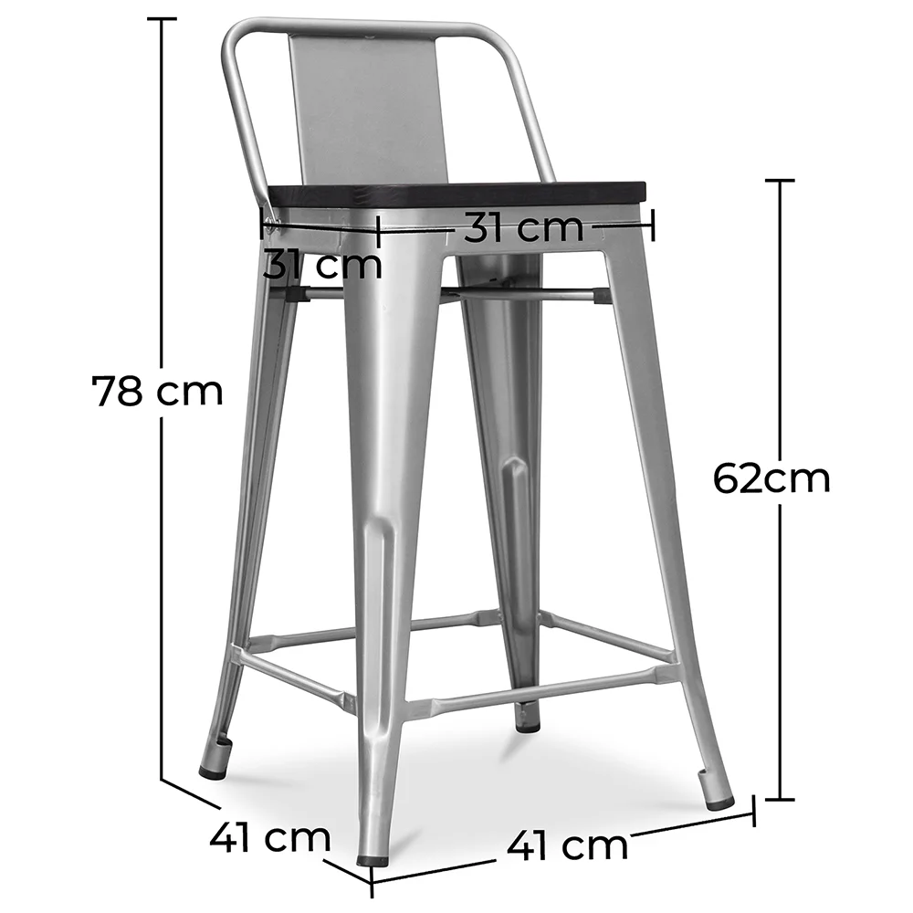 Stołek barowy z oparciem - drewno i stal - 60 cm - Stylix image 10