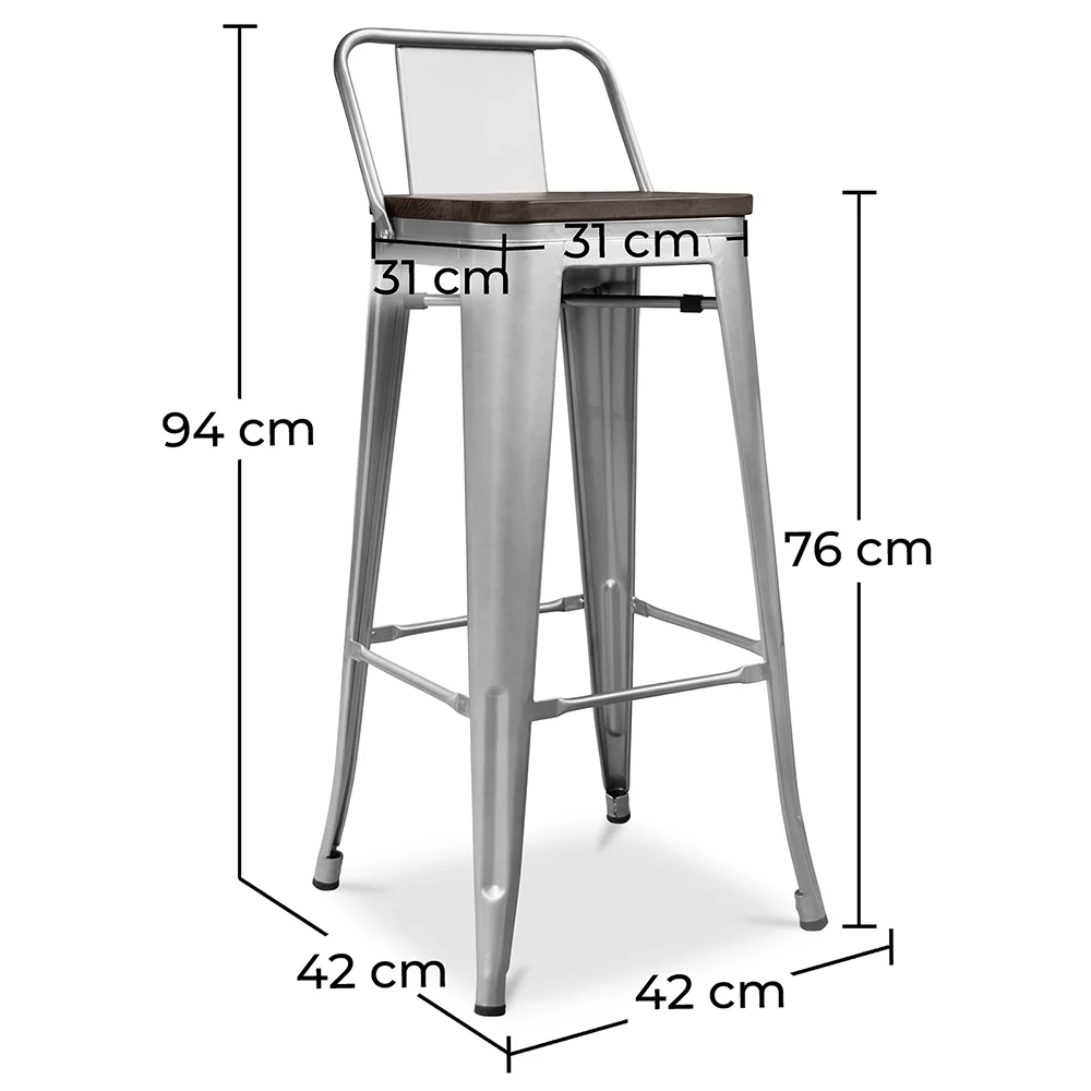 Stołek barowy z oparciem - Industrial Design - Wood & Steel - 76cm - Stylix image 10