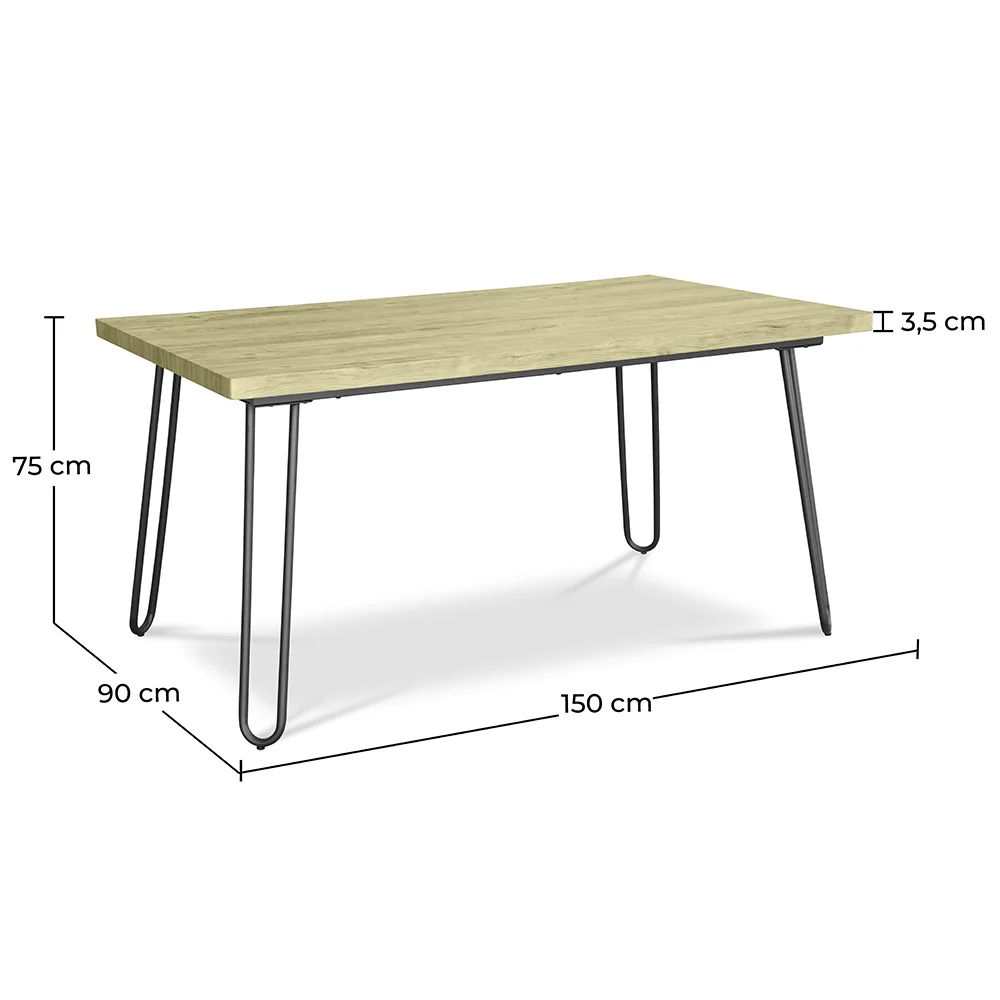 Prostokątny stół do jadalni - Industrial - Wood & Metal - 150cm - Hairpin image 10