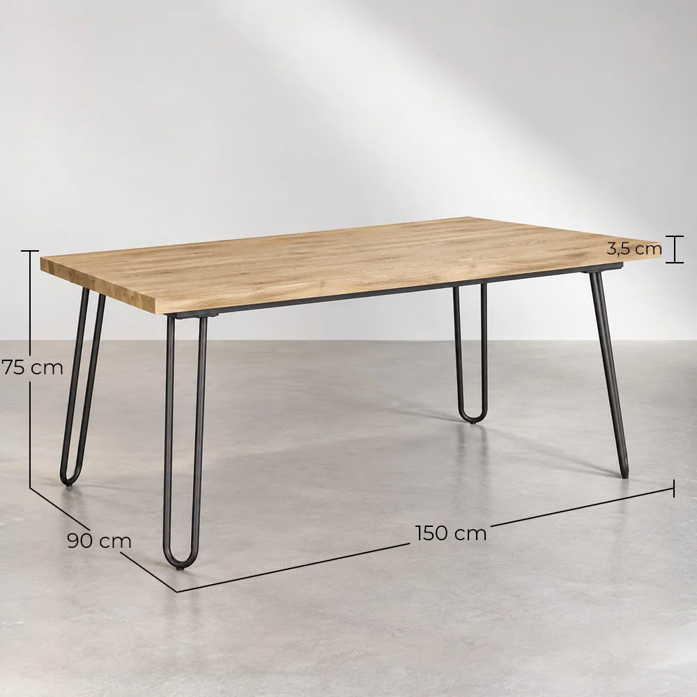 Prostokątny stół do jadalni - Industrial - Wood & Metal - 150cm - Hairpin image 10