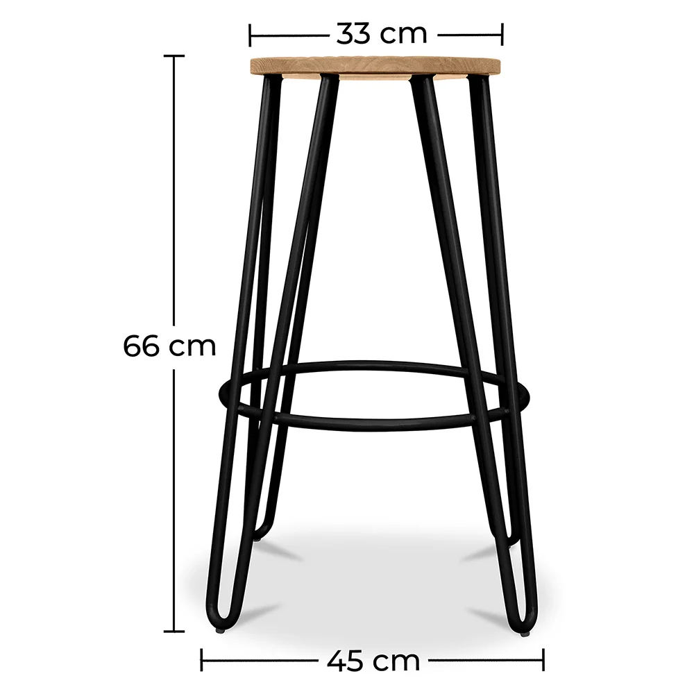 Okrągły stołek - Industrial Design - Wood & Metal - 66cm - Hairpin image 10