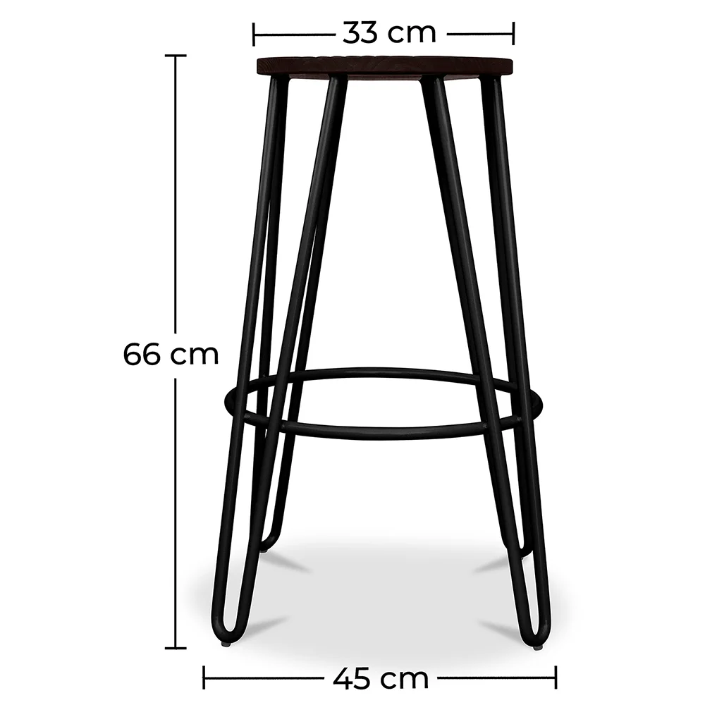 Stołek okrągły - Wzornictwo przemysłowe - Drewno & metal - 66cm - Hairpin image 10