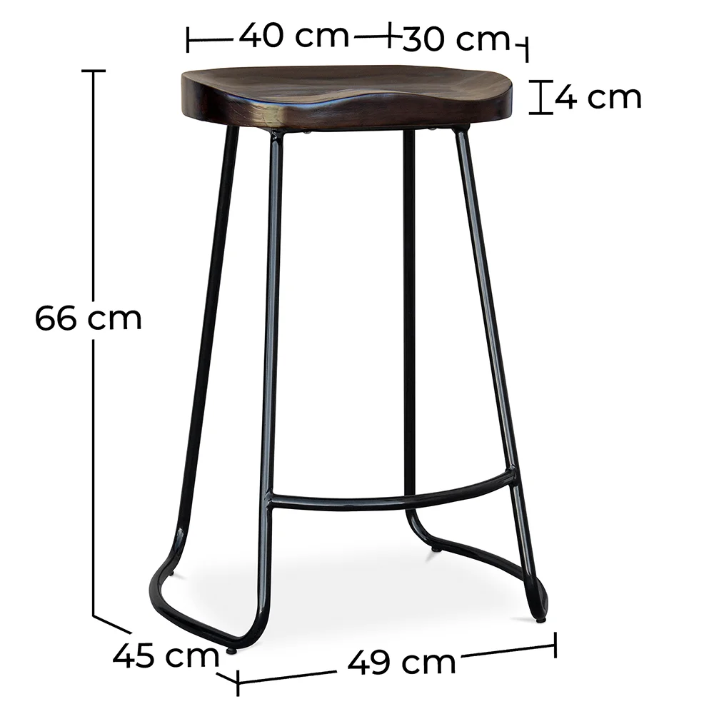 Stołek barowy - Wzornictwo przemysłowe - Drewno & metal - 66 cm - Adriel image 10