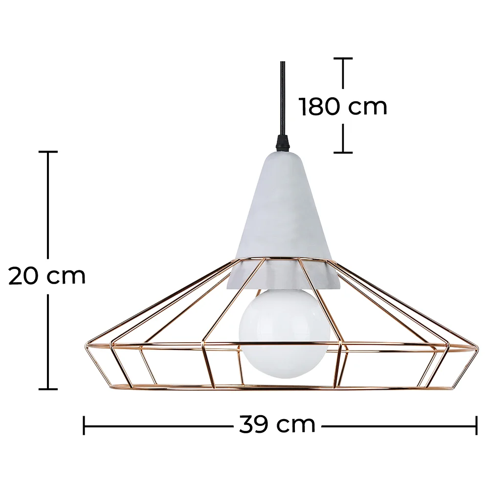 Lampa sufitowa w stylu retro - lampa wisząca z metalu i betonu - Giotto image 10