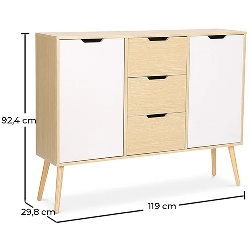 Kredens drewniany - Design skandynawski - 3 szuflady - Roger image 10