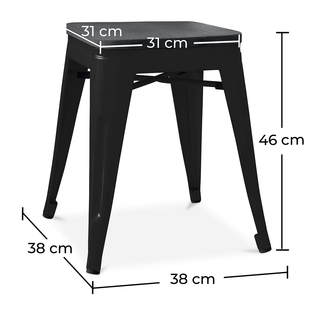 Stołek industrialny - drewno i stal - 46cm - Stylix image 10