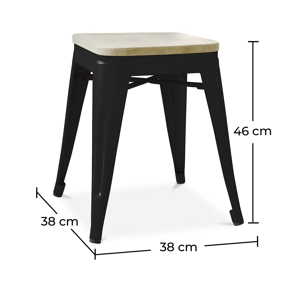 Stołek - Industrial Design - Wood & Metal - 45cm - Stylix image 10