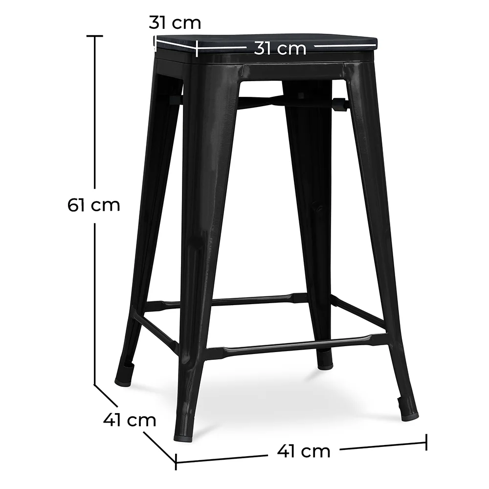 Stołek barowy - Industrial Design - Wood & Steel - 61cm - Stylix image 10