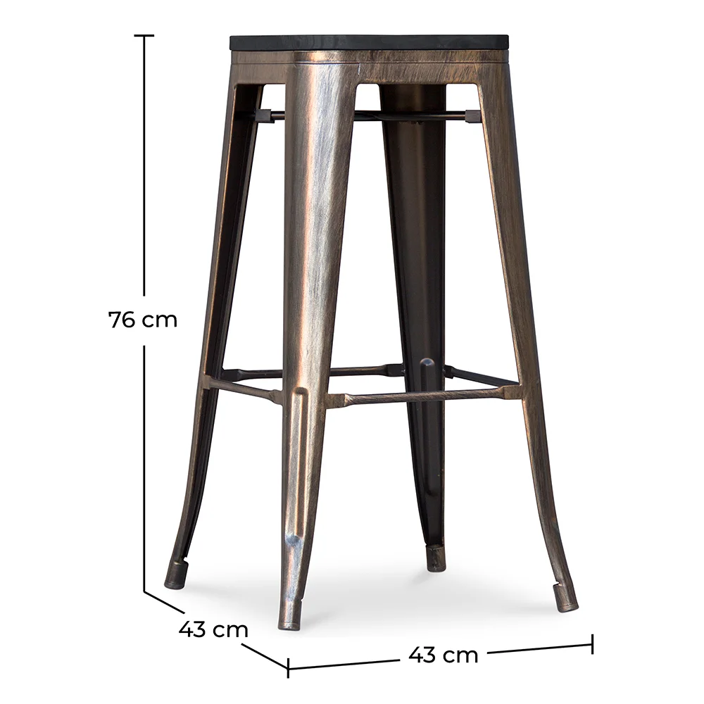 Stołek barowy - Wzornictwo przemysłowe - Drewno & metal - 76cm - Stylix image 10