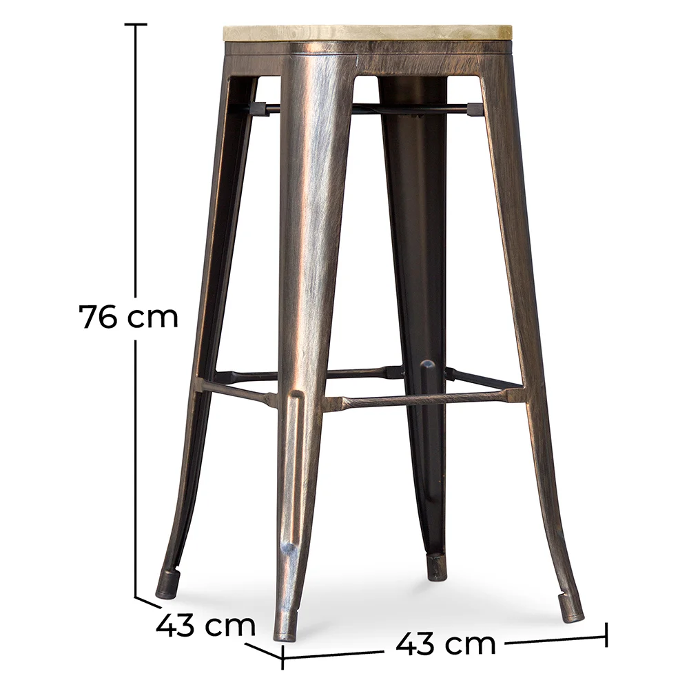 Stołek barowy - Wzornictwo przemysłowe - Stal & drewno - 76cm - Stylix image 10