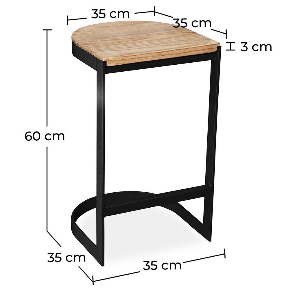 Stołek z oparciem - Industrial Design - Wood & Metal - 60cm - Lia image 10
