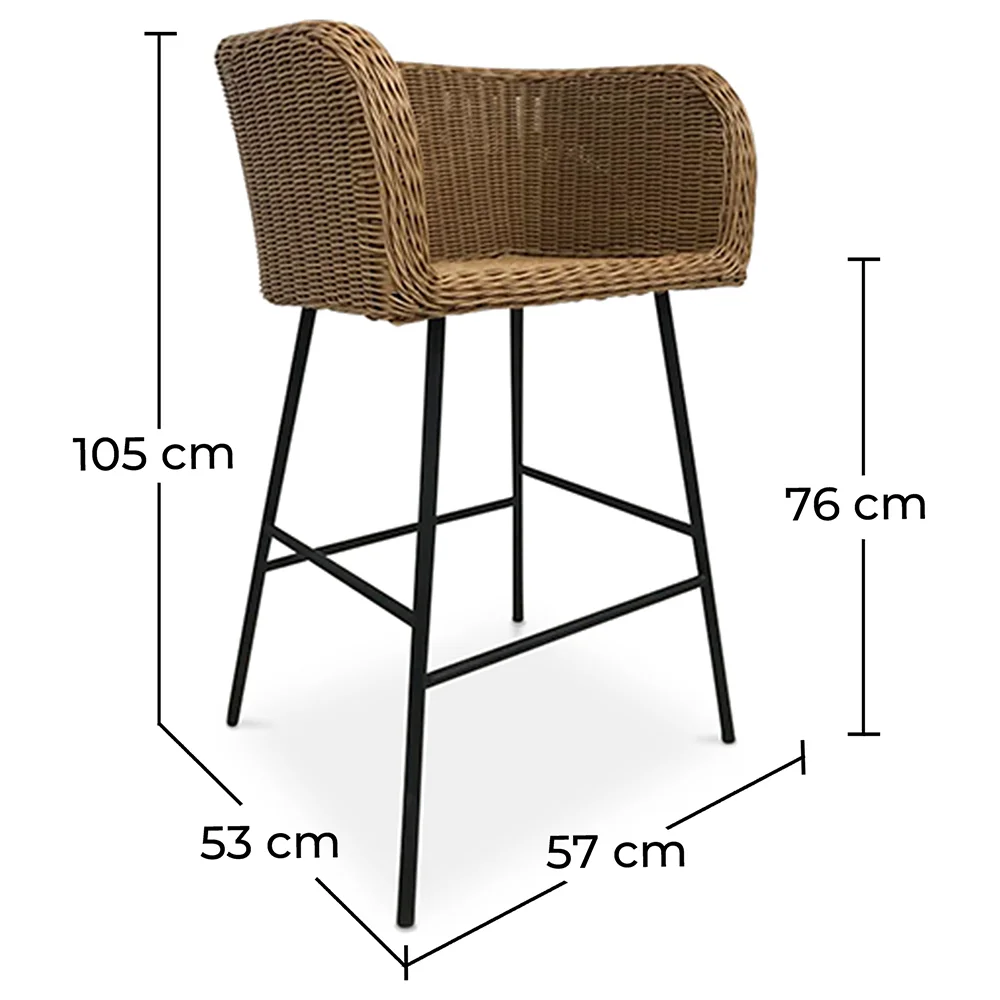 Stołek rattanowy z podłokietnikami - Boho Bali Design - Ishita image 10