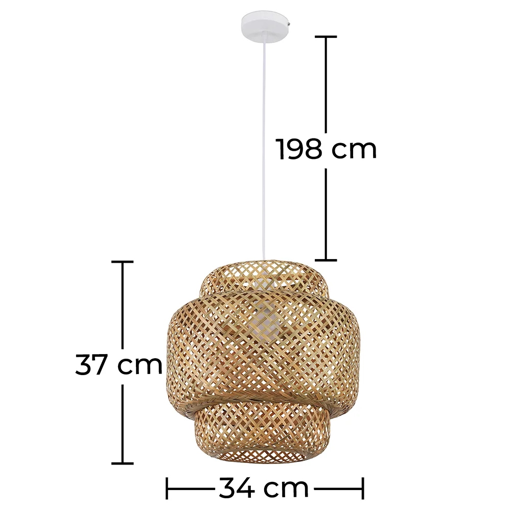 Lampa sufitowa z bambusa - Lampa wisząca w stylu boho Bali - Kamon image 10