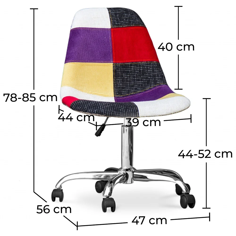 Krzesło biurowe na kółkach - Krzesło do biurka - Tapicerowane w Patchwork - Tessa image 10