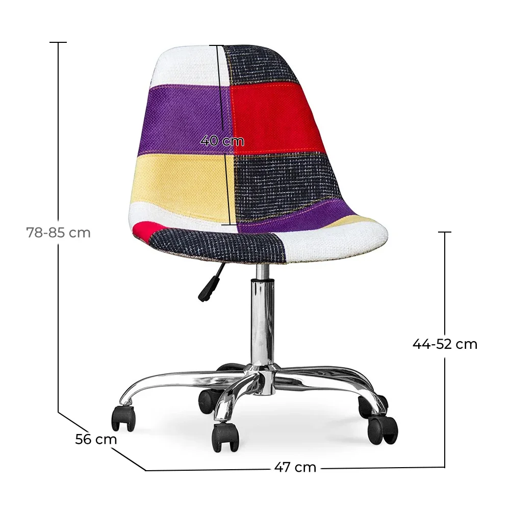 Krzesło biurowe na kółkach - Krzesło do biurka - Tapicerowane w Patchwork - Tessa image 10