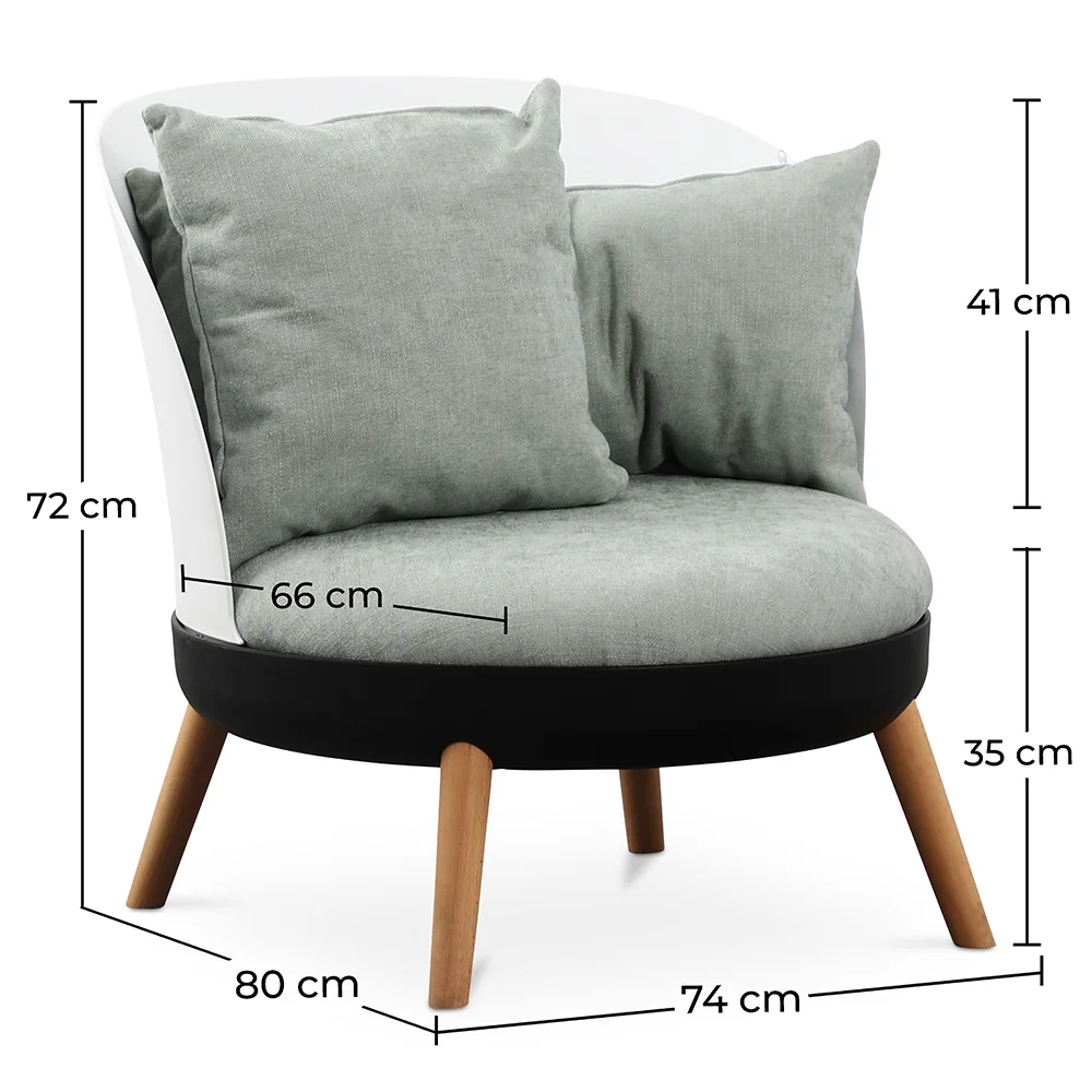 Okrągły fotel - Lniana tapicerka - Skandynawski design - Bella image 10