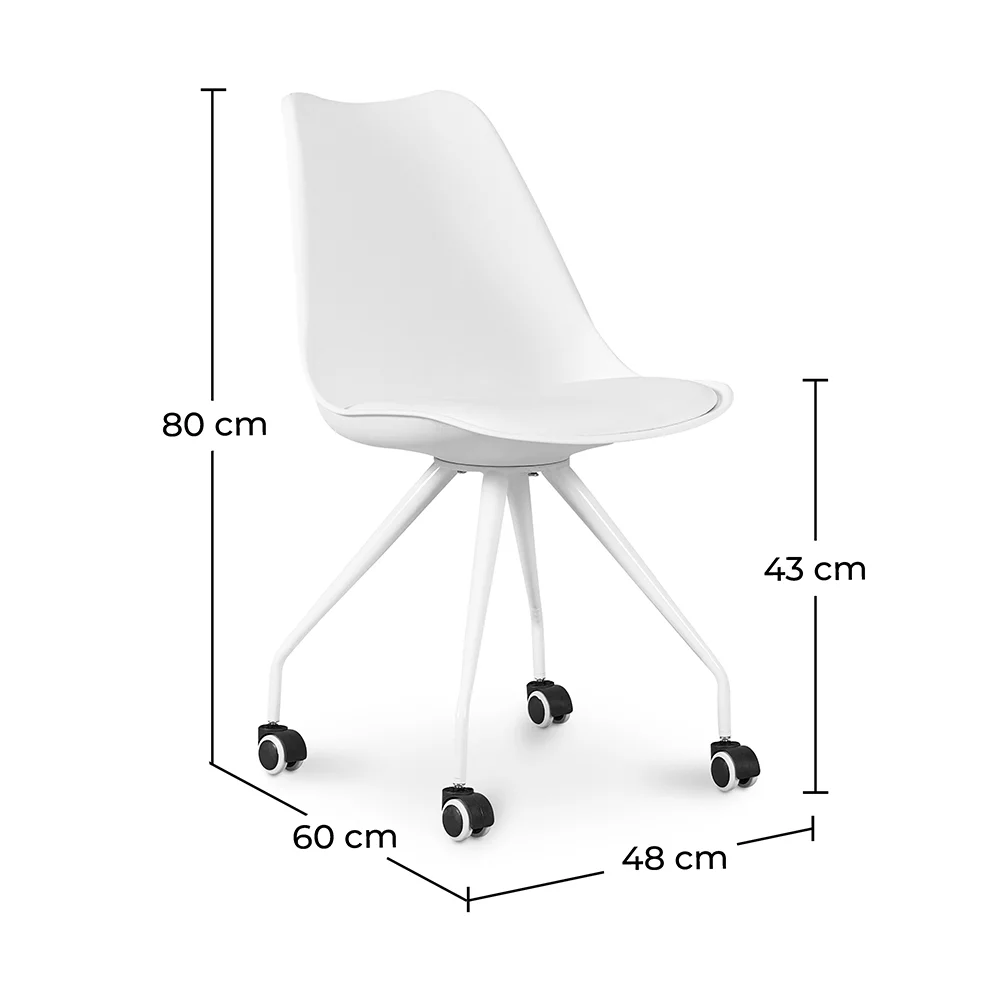Krzesło biurowe z kółkami - Białe krzesło do biurka - Canva image 10